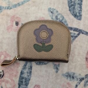 Mini‎ Born Metallic Gold Wallet with Floral Accent